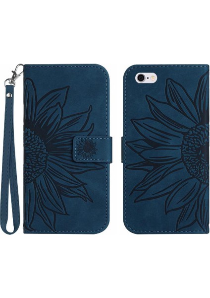 Iphone 6 Için Kılıf Artı/6s Artı Flip Cüzdan Telefon Kılıfı Kabartmalı Ayçiçeği (Yurt Dışından)