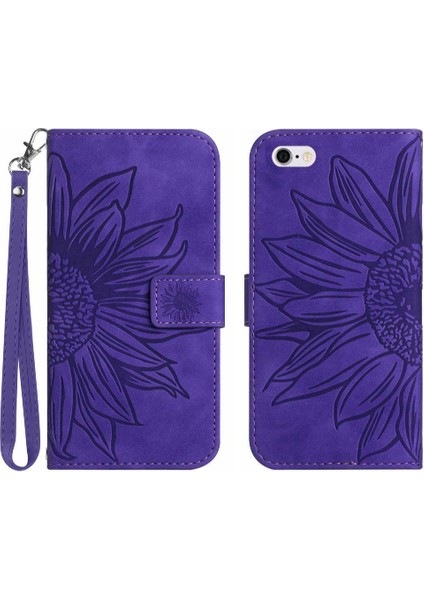 Iphone 6 Için Kılıf Artı/6s Artı Flip Cüzdan Telefon Kılıfı Kabartmalı Ayçiçeği (Yurt Dışından)