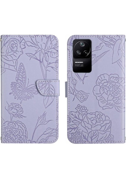 Xiaomi Poco F4 5g Pu Deri Bilek Kayışı Çiçekler ile Kapak Çevirin (Yurt Dışından)
