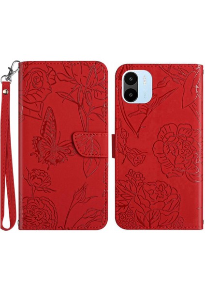 Xiaomi Redmi A1 Darbeye Deri Kılıf Bilek Kayışı ile Pu Flip (Yurt Dışından)