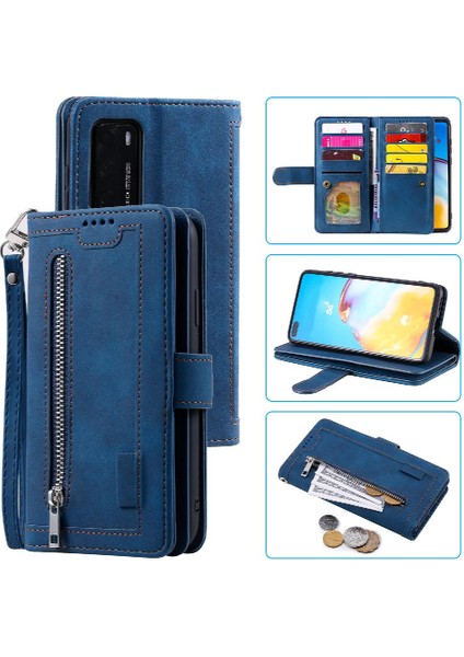 Huawei P40 Pro Cüzdan Pu Deri 9 Kart Yuvaları Kickstand Için Flip Case (Yurt Dışından) indirimleri