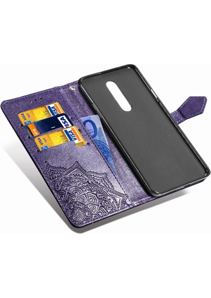 Oneplus 7 Pro Için Kılıf Zarif Desen Deri Kılıf Kapak Çevirin Basit (Yurt Dışından)