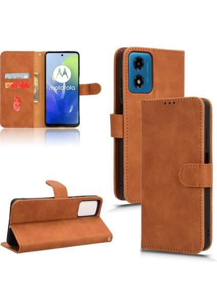 Motorola Moto G24 Deri Kart Tutucu Kartı ile Folio Flip Case (Yurt Dışından)