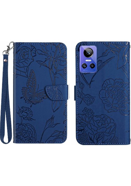 Realme Gt Neo 3 Için Kılıf Darbeye Deri Kılıf Pu Deri Kapak Çevirin (Yurt Dışından)