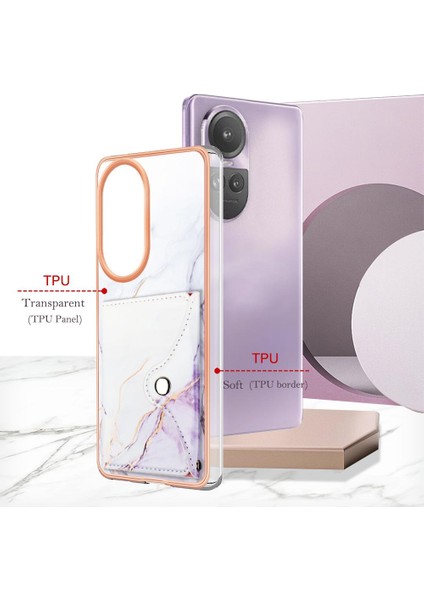 Oppo Oppo 10 Pro 5g Yumuşak Tpu Tampon Kart Yuvaları Için Kılıf Ince Cüzdan Mermer (Yurt Dışından)