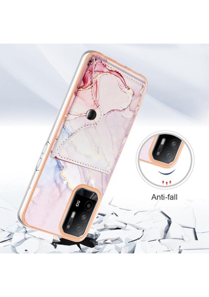 Oppo Için Kılıf A94 5G/A95 5g Yumuşak Tpu Tampon Mermer Kart Yuvaları Ince Cüzdan (Yurt Dışından)