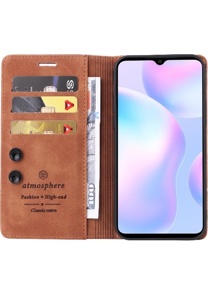 Xiaomi Redmi 9A Için Flip Case Deri Kılıf Darbeye Cüzdan Basit Flip (Yurt Dışından)