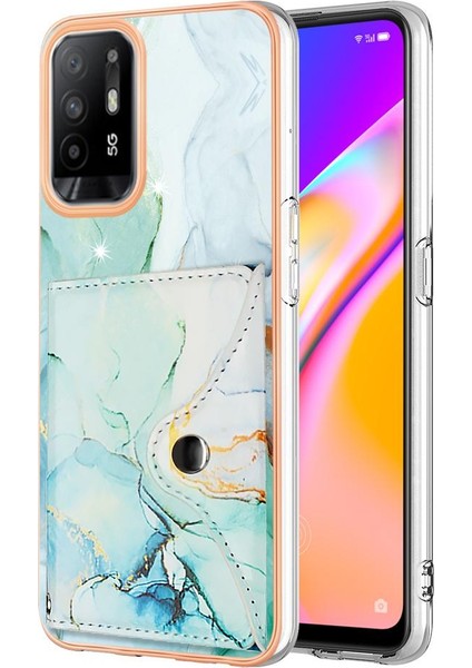 Oppo Için Kılıf A94 5G/A95 5g Yumuşak Tpu Tampon Mermer Kart Yuvaları Ince Cüzdan (Yurt Dışından)
