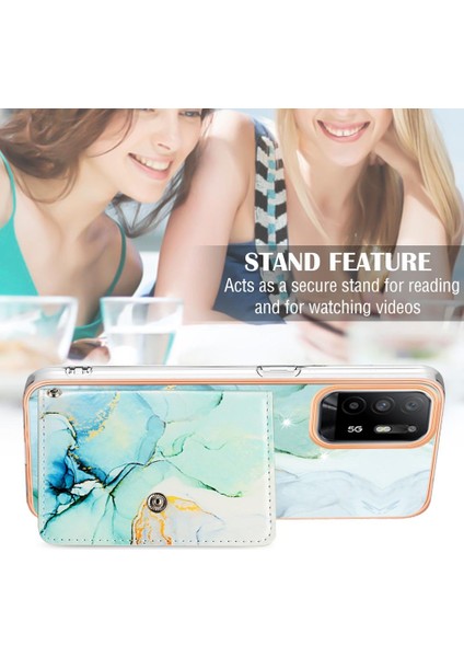 Oppo Için Kılıf A94 5G/A95 5g Yumuşak Tpu Tampon Mermer Kart Yuvaları Ince Cüzdan (Yurt Dışından)