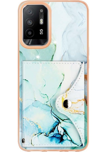 Oppo Için Kılıf A94 5G/A95 5g Yumuşak Tpu Tampon Mermer Kart Yuvaları Ince Cüzdan (Yurt Dışından)