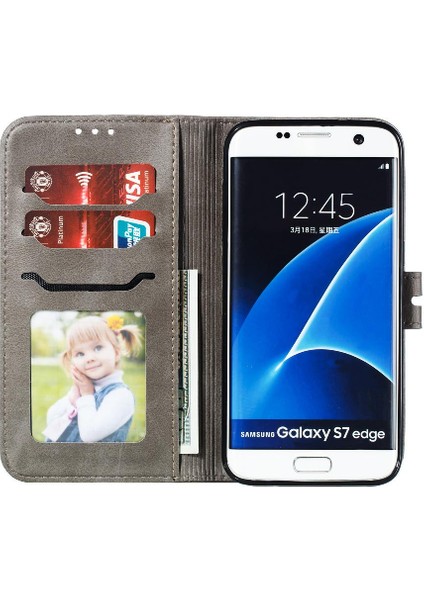 Samsung Galaxy S7 Kart Tutucu Kabartmalı Kickstand Kapatma Için Cüzdan Kılıf (Yurt Dışından)