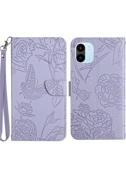 Xiaomi Redmi A1 Darbeye Deri Kılıf Bilek Kayışı ile Pu Flip (Yurt Dışından)