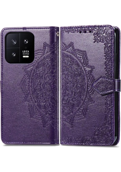 Xiaomi 13 Için Basit Iş Deri Kılıf Zarif Desen Flip Case (Yurt Dışından)