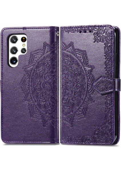 Samsung S22 Ultra Deri Kılıf Basit Iş Zarif Desen (Yurt Dışından)