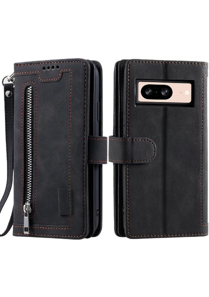 Google Piksel 8 Cüzdan 9 Kart Yuvaları Için Flip Case Kickstand Kordon Pu (Yurt Dışından)