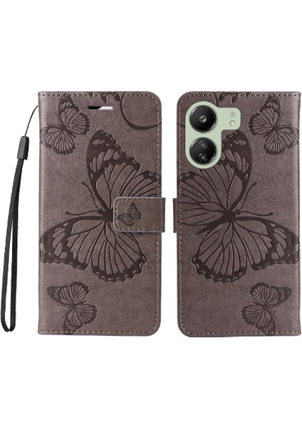 Kart Yuvası Standı ile Xiaomi Redmi 13C 4g Için Kılıf Pu Deri Kapak Çevirin (Yurt Dışından)