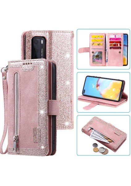 Huawei P40 Pro Cüzdan Pu Deri 9 Kart Yuvaları Kickstand Için Flip Case (Yurt Dışından) fırsatları