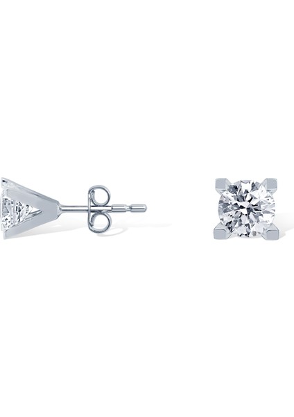 Diamond Line - Gülaylar 8 Ayar Altın Tektaş Küpe