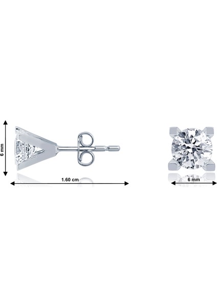 Diamond Line - Gülaylar 8 Ayar Altın Tektaş Küpe