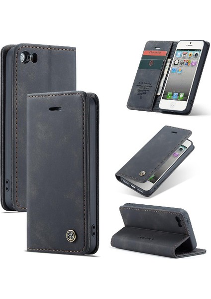 Iphone 5s Için Flip Case Vintage Pu Deri Cüzdan Flip Folio Kitap Manyetik (Yurt Dışından)