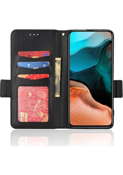Xiaomi Poco F2 Pro Yan Toka Kart Yuvaları Tutucu Pu Deri Kılıf (Yurt Dışından)