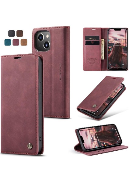 Iphone 14 Için Flip Case Artı Durumda Kart Yuvası Kickstand Manyetik Kapatma Pu (Yurt Dışından)