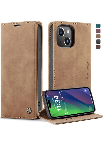 Iphone 15 Için Flip Case Manyetik Kapatma Darbeye Vaka Kart Yuvası Flip Pu (Yurt Dışından)