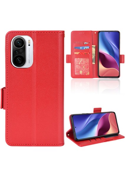 Xiaomi Poco F3 Yan Toka Manyetik Kart Yuvaları Tutucu Pu Deri Kılıf (Yurt Dışından)