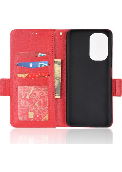 Xiaomi Poco F3 Yan Toka Manyetik Kart Yuvaları Tutucu Pu Deri Kılıf (Yurt Dışından)