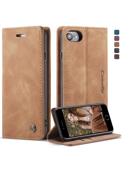Iphone 7/8 Için Flip Case Manyetik Kapatma Darbeye Vintage Pu Deri (Yurt Dışından)