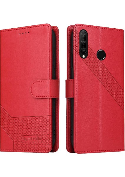 Huawei P30 Lite Premium Deri Kickstand 4 Köşe Üç Için Flip Case (Yurt Dışından)