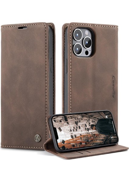 Iphone 13 Için Flip Case Pro Max Durumda Kart Yuvası Kickstand Manyetik Kapatma (Yurt Dışından)