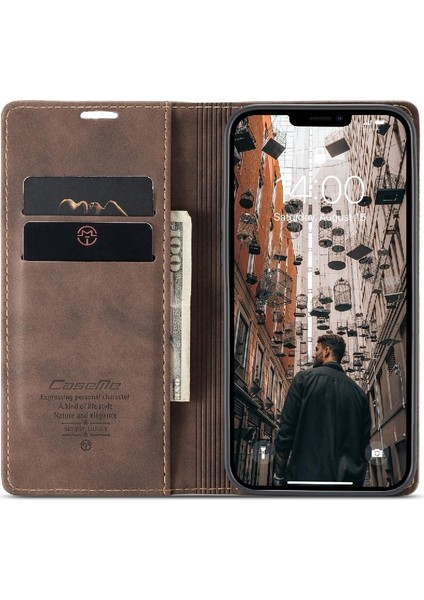 Iphone 13 Için Flip Case Pro Max Durumda Kart Yuvası Kickstand Manyetik Kapatma (Yurt Dışından)