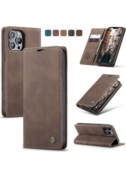 Iphone 13 Için Flip Case Pro Max Durumda Kart Yuvası Kickstand Manyetik Kapatma (Yurt Dışından)