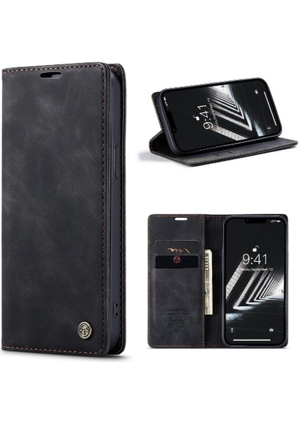 Iphone 14 Için Flip Case Artı Durumda Kart Yuvası Kickstand Manyetik Kapatma Pu (Yurt Dışından)