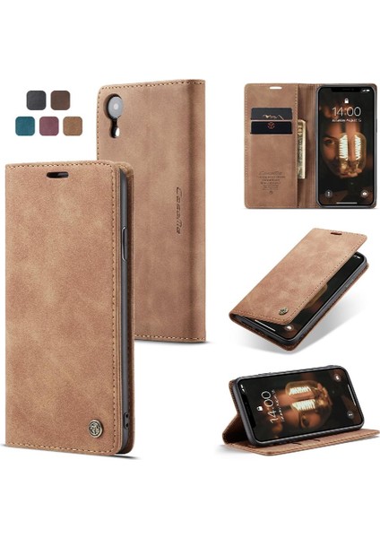 Iphone Xr Flip Folio Kitap Vintage Pu Deri Cüzdan Kılıf Için Flip Case (Yurt Dışından)