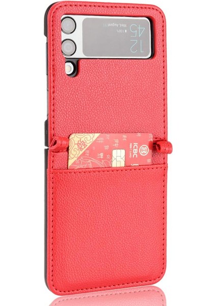 Samsung Galaxy Z Flip 3 Yan Toka Manyetik Kart Yuvaları Tutucu Pu (Yurt Dışından)