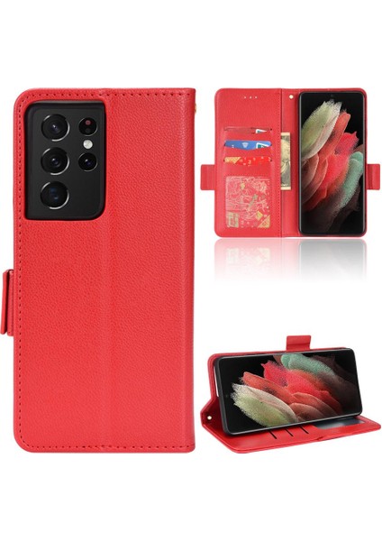Samsung Galaxy S21 Ultra Pu Deri Yan Toka Kart Yuvaları Tutucu (Yurt Dışından)