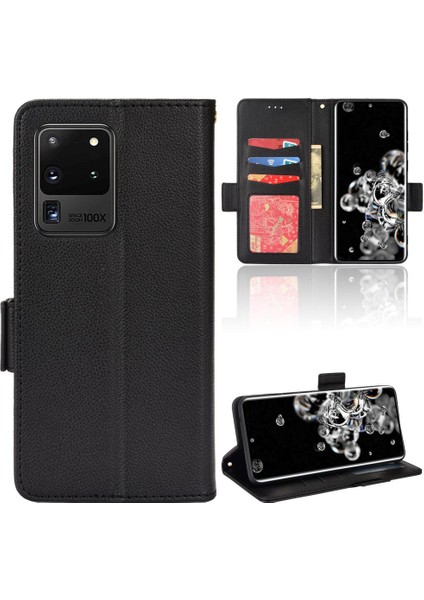 Samsung Galaxy S20 Ultra Yan Toka Cüzdan Manyetik Kart Yuvaları Için Kılıf (Yurt Dışından)