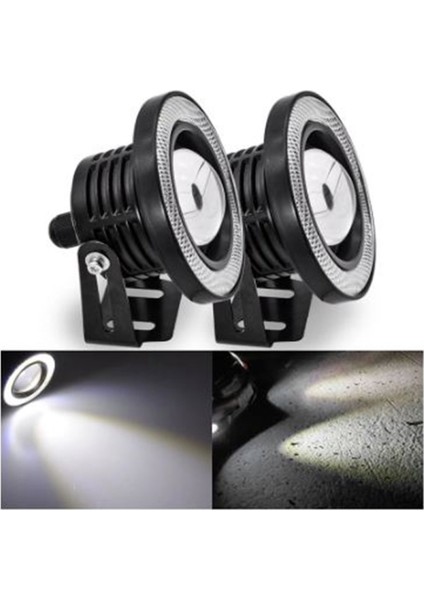 Peugeot Bipper Uyumlu Universal Mercekli LED Angel Sis Farı 76MM Beyaz Renk