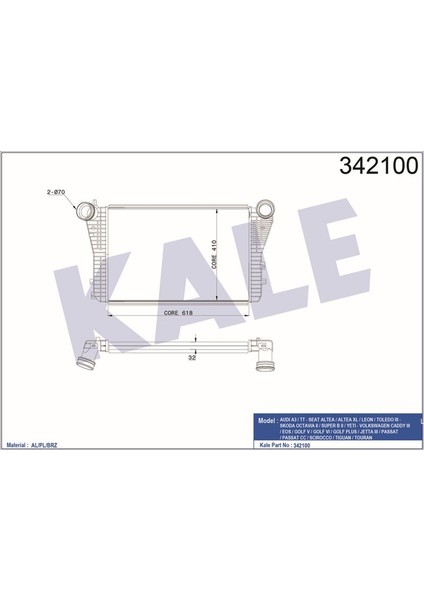 KLR-342100 Turbo Radyatörü Intercooler Caddy-Golf V-Jett...