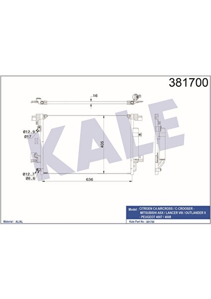 KLR-381700 Klima Kondenseri P4007-P4008-C4 Aircross-C Cr...