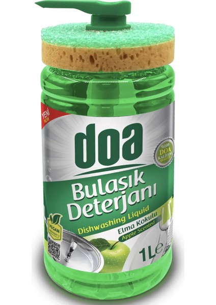 Sıvı Bulaşık Deterjanı Süngerli Elma Kokulu 1000 ml