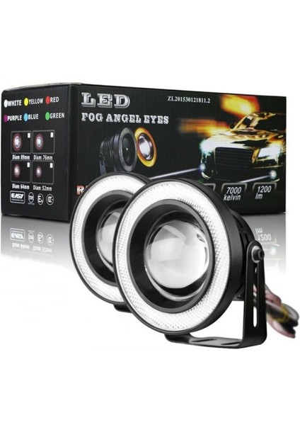 Ford Focus 2 Uyumlu Universal Mercekli LED Angel Sis Farı 76MM Beyaz Renk fiyatları