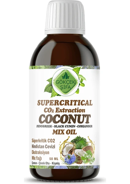 Hindistan Cevizi Süperkritik Mix Yağı 50 ml (COCONUT SUPERCRİTİCAL MİX OİL)