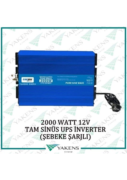 2000 Watt 12V Ups (Şebeke Şarjlı) Tamsinüs Inverter Carspa