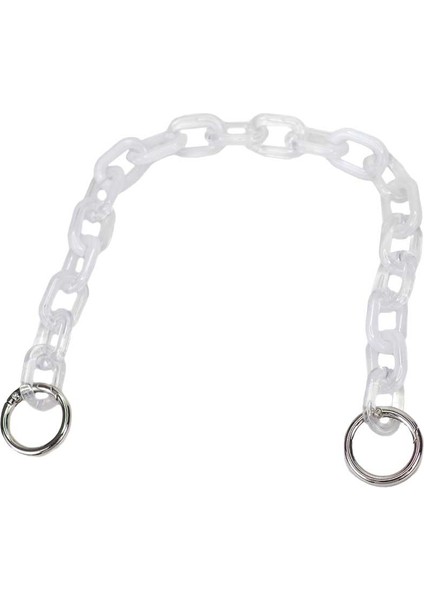Şeffaf Akrilik Zincir Çanta Sapı 45 cm - Gümüş Halkalı (1 Adet)