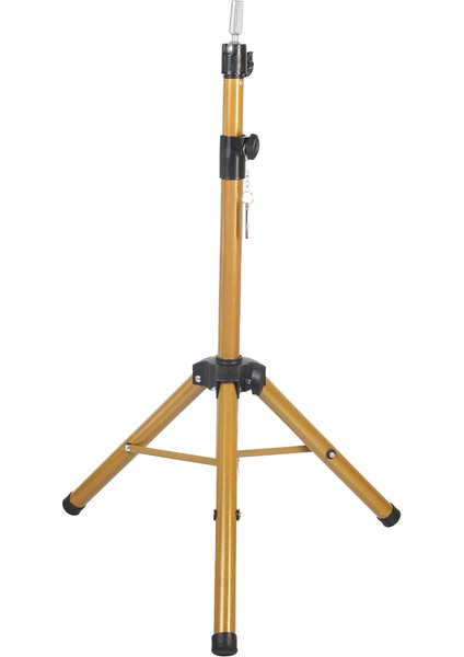 Kuaför Eğitim Mankeni Için Metal Tripod - Simli Gold + Taşıma Çantası