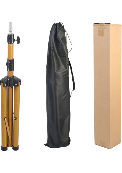 Kuaför Eğitim Mankeni Için Metal Tripod - Simli Gold + Taşıma Çantası