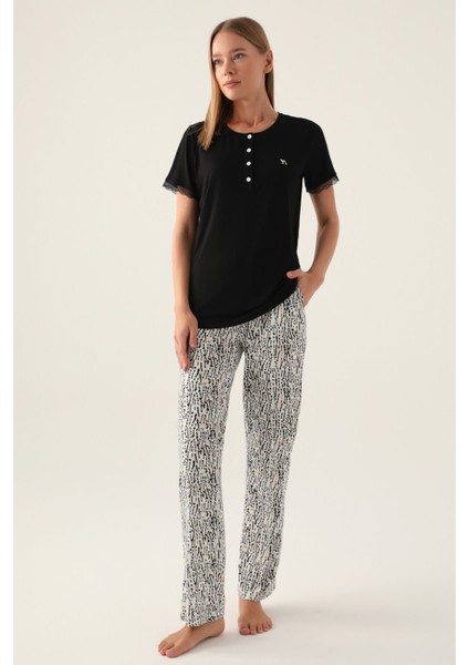 2898 Lacy Kadın Kısa Kol Pijama Takımı